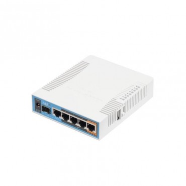 MIKROTIK RB962UIGS-5HA HAP AC ROUTER DE 5 PUERTOS GIGABIT ETHERNET 1 PT SFP 1 USB WIFI DOBLE BANDA