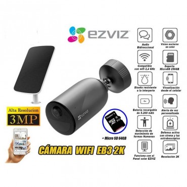 EZVIZ CS-EB3 CAM IP CON BATERIA 3MP  WIFI 2.4 INT/EXT