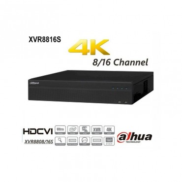 DAHUA XVR8816S DVR PENTAHIBRIDO 16CH 48 IP 4K/4MP/2MP/1MP 8HDD H264