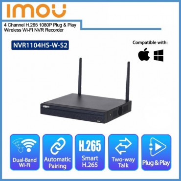 NVR IMOU 4CH IP | 1 HDD 8TB | P2P | ONVIF | WIFI 2.4GHZ