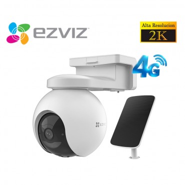 EZVIZ CS-EB8-R100(3MP) + PANEL SOLAR KIT CAMARA IP PT 2K EXTERIOR 4G + PANEL SOLAR