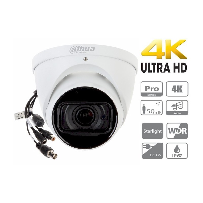 DAHUA HDW2802T-Z-A /8MP/DOMO/MOTORIZADO/STARLIGHT/MIC/IR60M/IP67