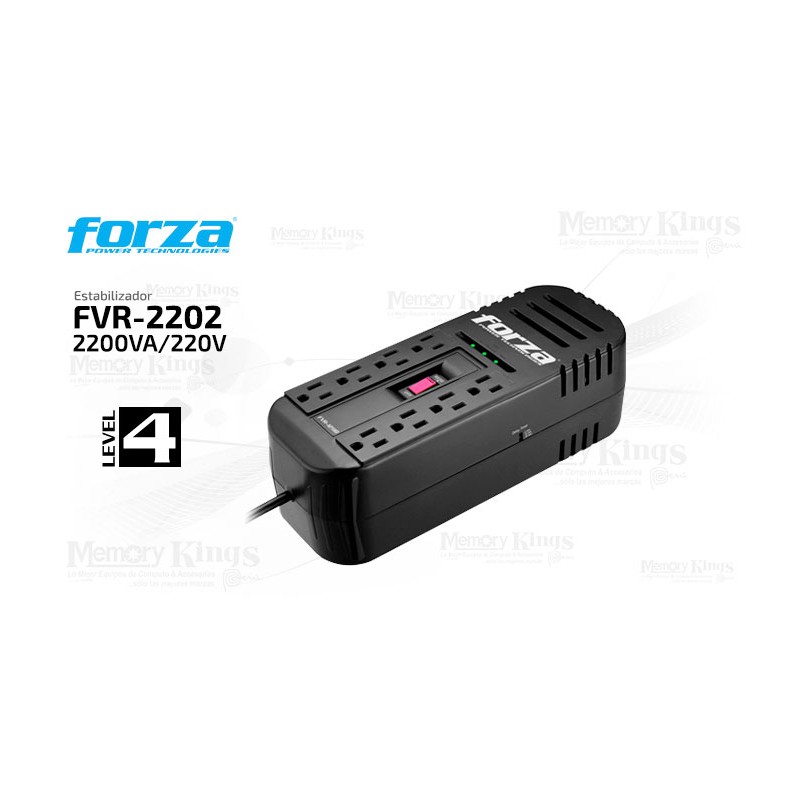 Estabilizador de corriente Forza Power Technologies FVR-2202 8 tomas,  2200VA/1100W